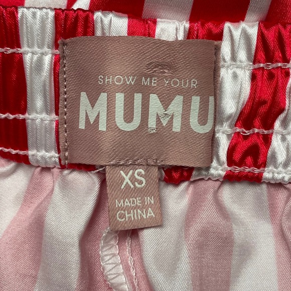 SHOW ME YOUR MUMU Peppermint Stripe Pajama Pants XS Red White Satin Lounge Sleep - Picture 6 of 14